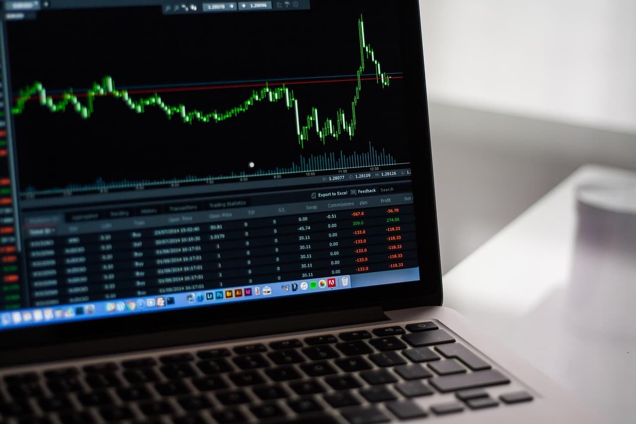 Stock market charts and graphs displayed on financial screens representing market volatility